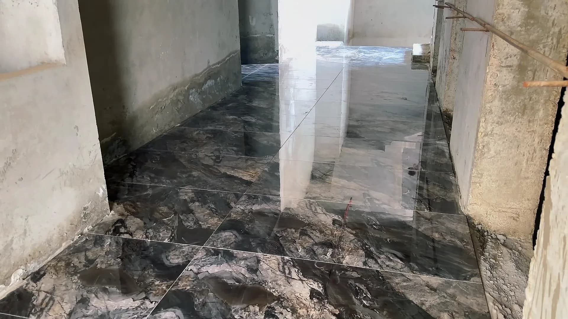 Marble flooring laid on site